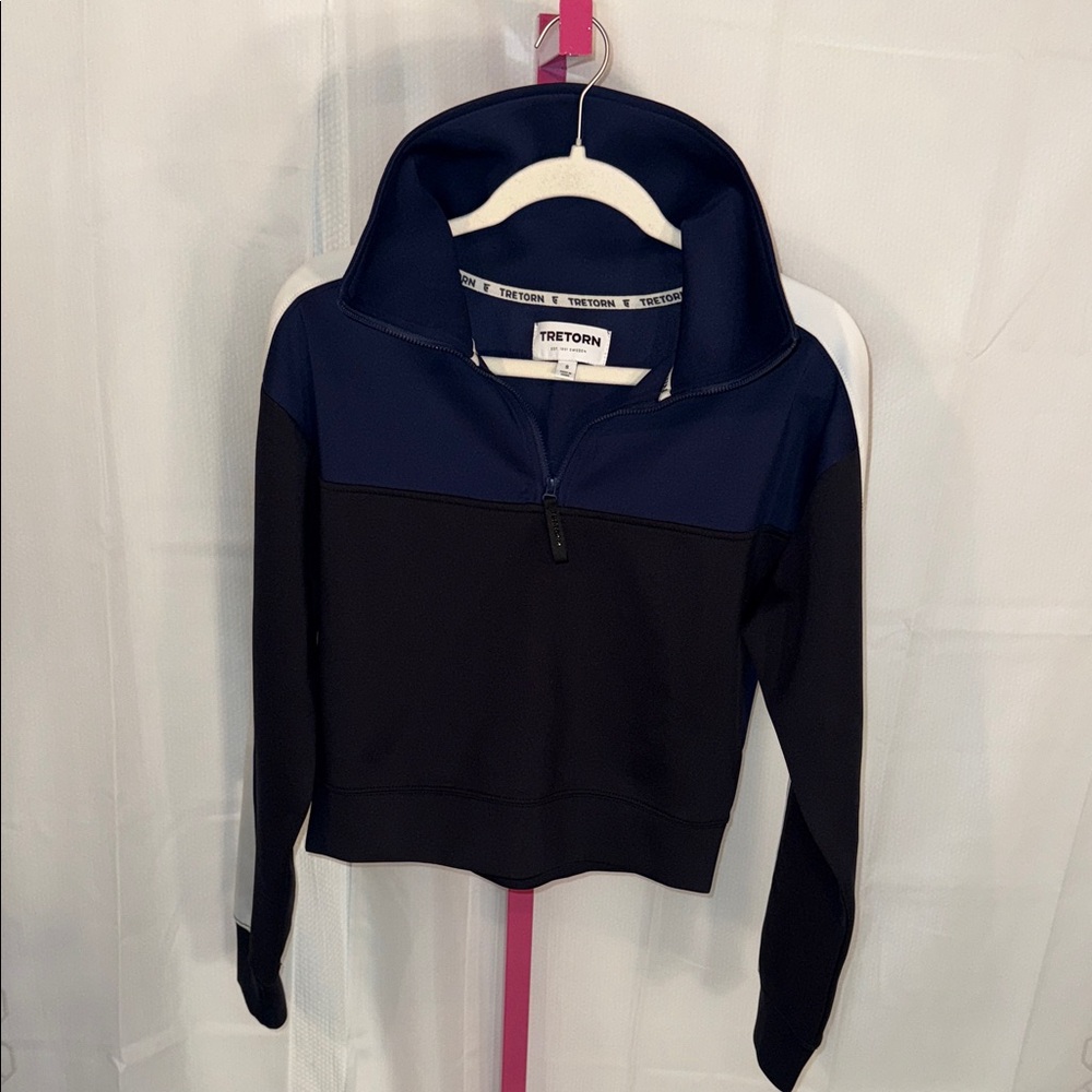 Tretorn Women's Black and Navy Quarter-Zip Sweatshirt